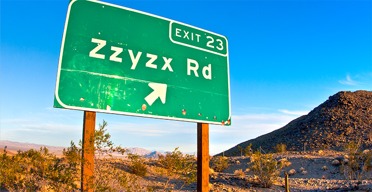 Zzyzx, &quot;The Last City&quot; in Dictionary